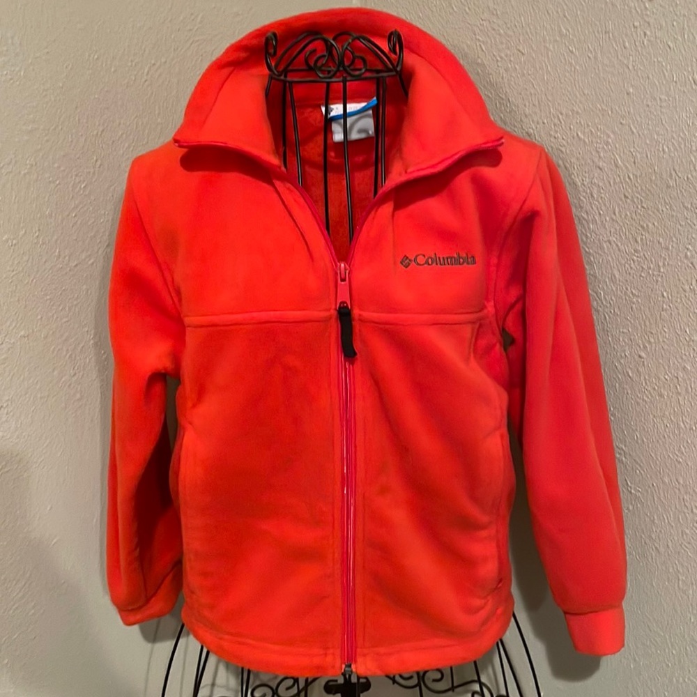 Orange fleece Columbia jacket for boys. Size S